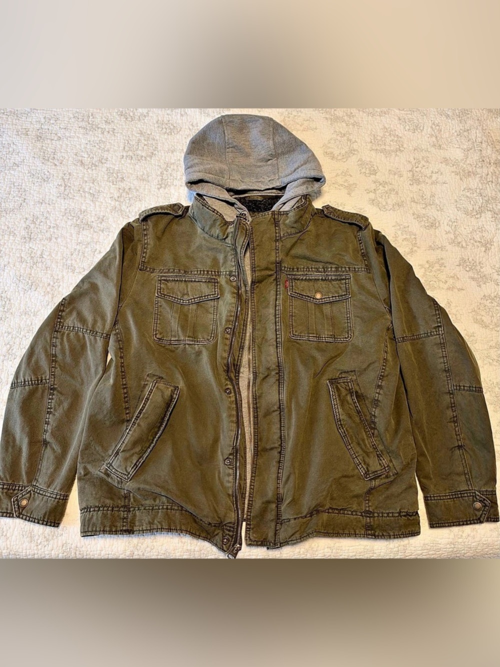 Levi's Washed Cotton Sherpa Lined Military Jacket Men's Green XL